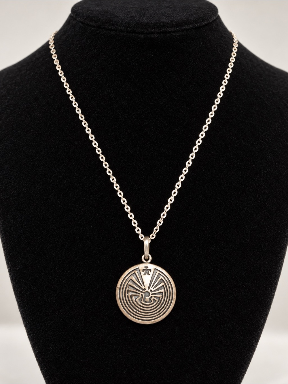 Jason Takala Hopi Sterling Silver Man in the Maze Pendant Necklace – Signed